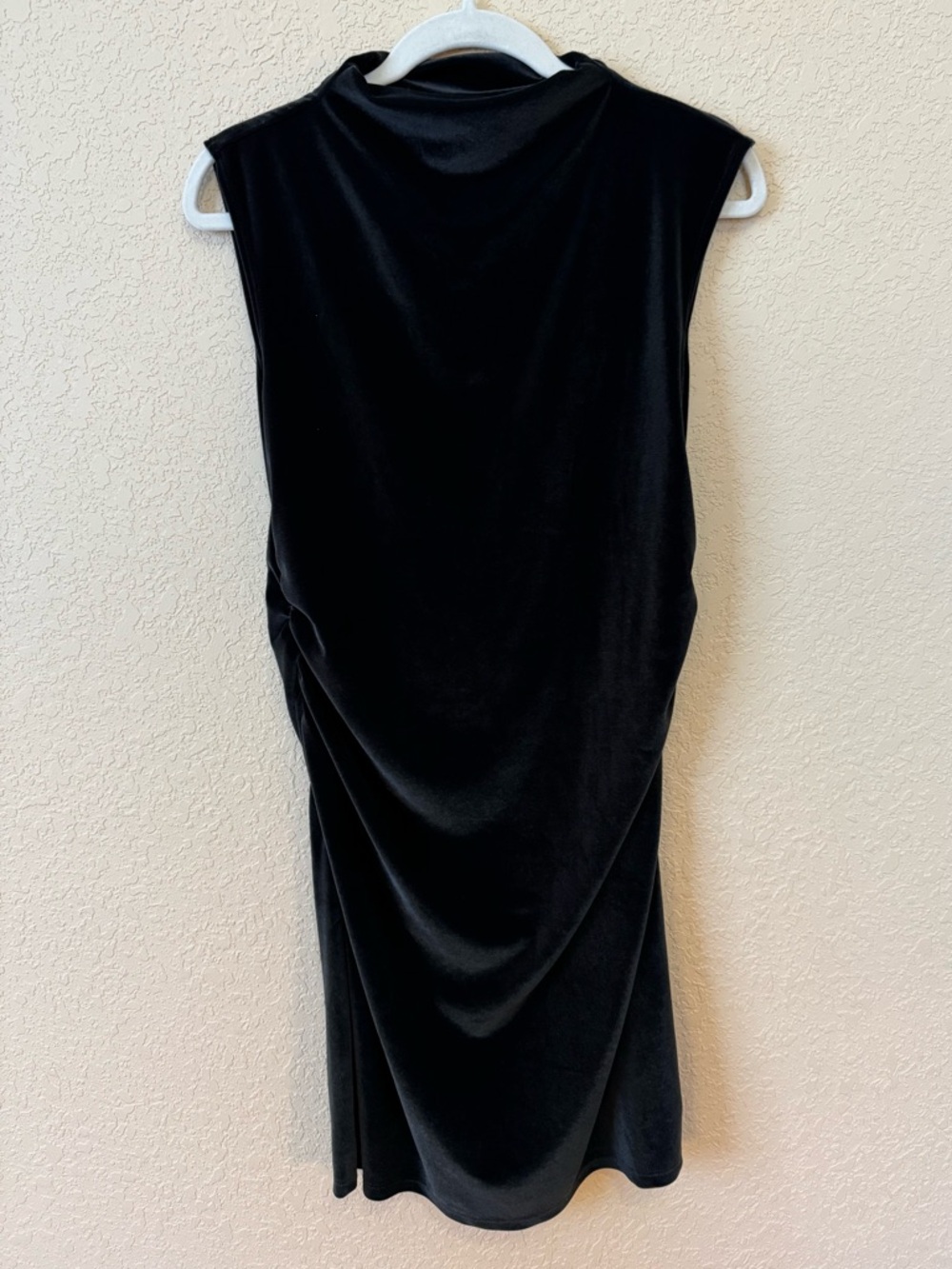 A New Day Black Velvet Rushed Mockneck Minidress, Size Medium